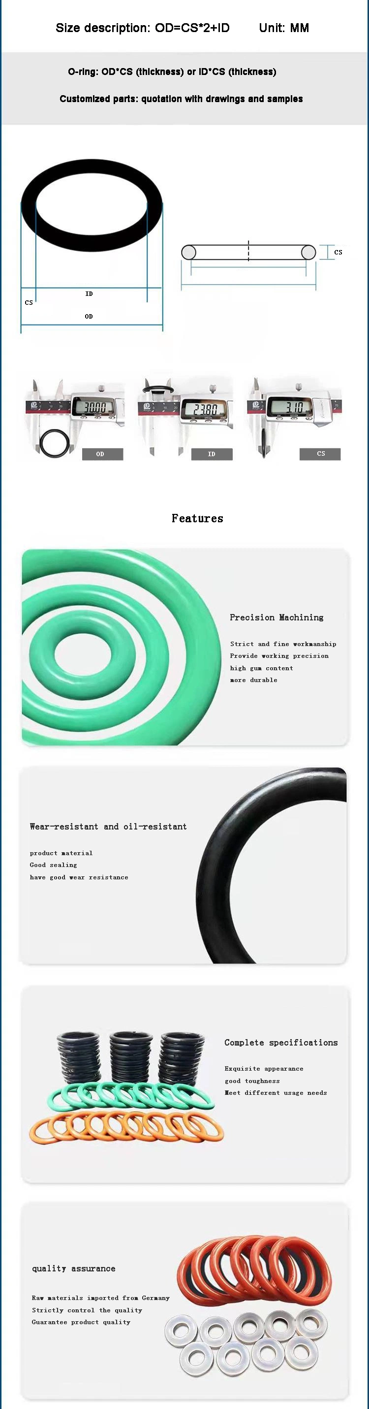 O-RING CR personalizzabile con forte adesione, elevata resistenza all'usura e buon isolamento 0